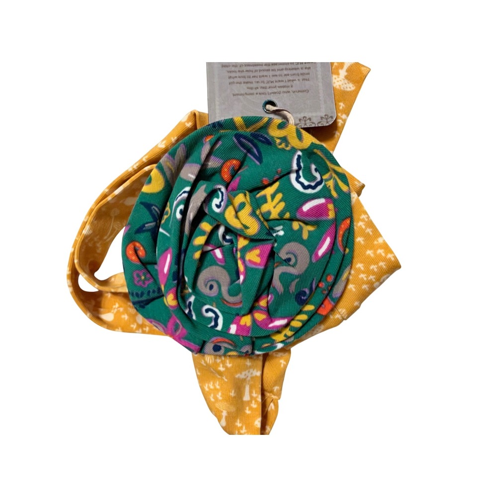 Matilda Jane Hair Wrap Bow Kids OS Mustard Yellow Green Floral Mushroom Rosette